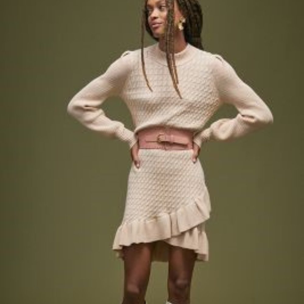 Ruffled Sweater Mini Dress